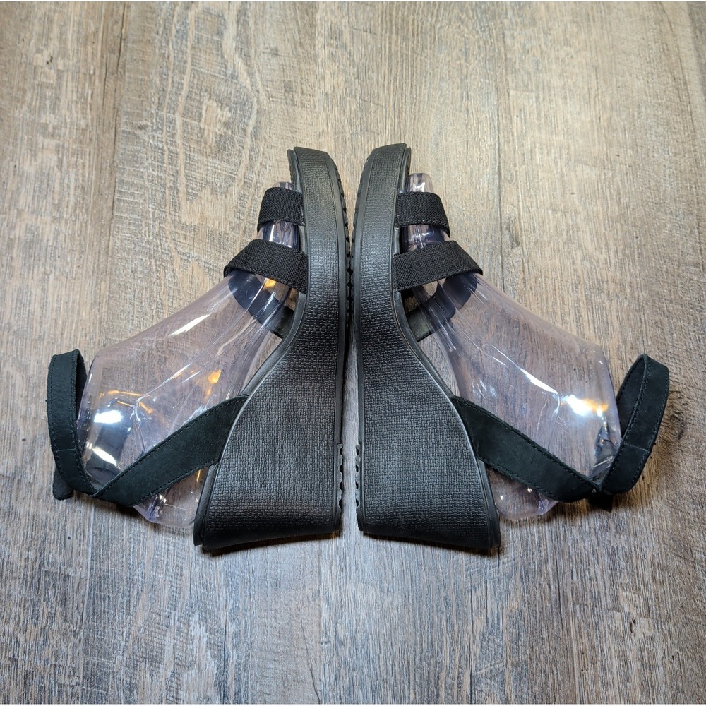 Crocs Leigh II Sandals Womens Sz 9 Black Ankle Strap Buckle Comfort Wedge Shoes - Picture 9 of 13